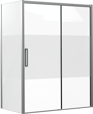 Luca Varess Senses douchehoek met rechtse schuifdeur en vaste zijwand 160 x 90 cm Helder glas met matte strook glanzend chroom profiel