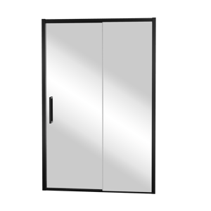 Balmani Senses Design douche schuifdeur rechts 120 cm x 210 cm Reflex spiegelglas, Zwarte profielen