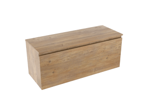 Linie Lado meuble salle de bains suspendu 120 x 46 cm chêne naturel avec Lado tablette simple ou double en mélaminé chêne naturel