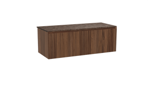 Balmani Idra zwevend badmeubel 135 x 55 cm notenhout met Stretto enkel of dubbel wastafelblad in marmer dark emperador