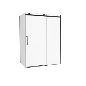 Luca Varess Boltano Eckdusche Schiebetür mit fixierter Seitenwand, 150 x 90 cm, Klarglas, Profil Schwarz