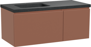 Balmani Sfera zwevend badmeubel 120 x 55 cm cotto met Napoli asymmetrisch linkse wastafel in zwart graniet