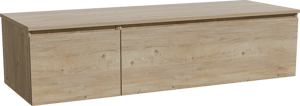 Storke Edge meuble salle de bains suspendu 150 x 52 cm chêne brut avec Panton tablette simple ou double en mélaminé chêne brut