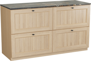 Balmani Lemon staand badkamermeubel 150 x 55 cm, fineer natuur eik met Stretto enkel of dubbel tablet in portoro gold