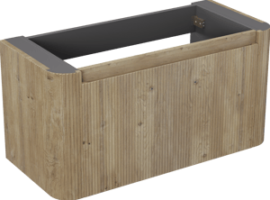 Storke Soft zwevende wastafelonderkast 100 x 46 cm Ruwe eik 2 lades vert. sym. Groef