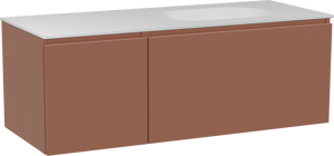 Balmani Sfera meuble salle de bains suspendu 135 x 55 cm cotto avec Tablo Oval vasque asymétrique droite en solid surface blanc mat