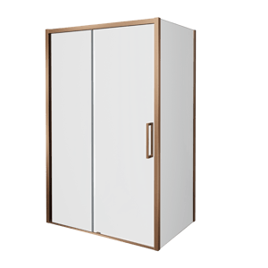 Balmani Senses Design douche en coin avec porte coulissante à gauche et paroi latérale fixe, 180 x 70 cm, Verre transparent, Profil Brushed Rosegold