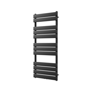 Vipera Vulcan enkele handdoekradiator 50 x 120 cm centrale verwarming mat zwart zij- en middenaansluiting 734W