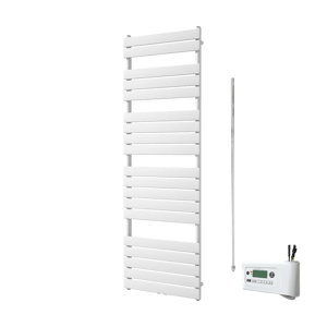 Vipera Vulcan Einzel Handtuchheizkörper 60 x 180 cm Elektrische Heizung weiß matt Seiten- und Mittelanschluss 1.000W, inkl. Widerstand