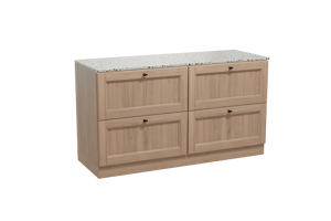 Balmani Lemon staand badmeubel 150 x 55 cm verweerd eiken met Stretto enkel of dubbel wastafelblad in mat wit/zwart terrazzo