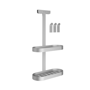 Linie Lucy porte-shampooing double pour paroi de douche avec crochets pour serviette chrome mat