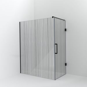 Balmani Modular douche à l'italienne avec porte: 160 x 200 cm avec porte 90 cm, Mikado, Profil Noir mat
