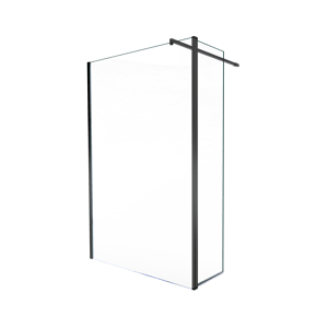 Balmani Move Walk-In Dusche: Bewegliche Seitenwand, 140 x 200 cm, Klarglas, Schwarzes Profil, matt