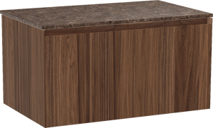 Balmani Idra zwevend badkamermeubel 90 x 55 cm notelaar met Stretto enkel tablet in marmer dark emperador