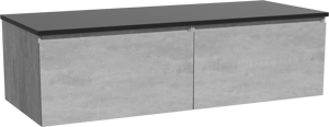 Storke Edge meuble salle de bains suspendu 130 x 52 cm béton gris foncé avec Panton tablette simple ou double en mdf enduit de poudre noir mat