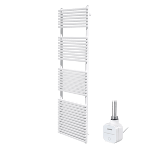 Vipera Vesuvio Einzel Handtuchheizkörper 50 x 180 cm Elektrische Heizung Weiß matt Seiten- und Mittelanschluss 982W, inkl. Widerstand