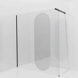 Balmani Modular inloopdouche: 180 x 200 cm, Reflex ovaal spiegelglas, Mat zwarte profielen