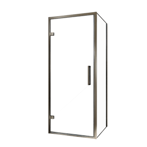 Balmani Senses Design douchehoek met linkse draaideur en vaste zijwand, 90 x 70 cm, Helder glas, Brushed GunMetal profielen, met coating