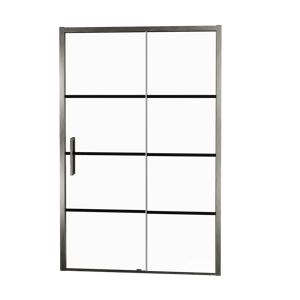 Balmani Senses Design Dusche Schiebetür, Rechts, 120 cm x 210 cm, Lined Glas, Profil Brushed GunMetal