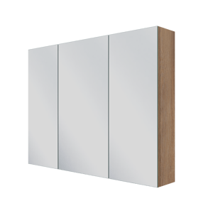 Linie Montro Spiegelschrank Bad: 100 x 75 cm, braune Eiche
