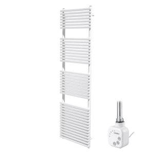 Vipera Vesuvio Einzel Handtuchheizkörper 50 x 180 cm Elektrische Heizung Weiß matt Seiten- und Mittelanschluss 982W, inkl. Widerstand
