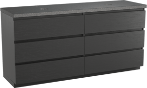 Balmani Lucida meuble salle de bains à poser 180 x 55 cm chêne noir avec Rock tablette double en granit noir