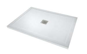 Linie Lido douchebak 120 x 90 cm composietmarmer mat wit leisteenstructuur