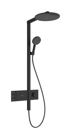 Hansgrohe Raindance Alive S 300 2jets Showerpipe Duschsystem mit Thermostatbatterie: Wandmontage, Schwarz Matt