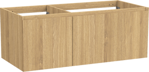 Balmani Idra hängender Waschbeckenunterschrank: 120 x 55 cm, asymmetrisch rechts, Eiche Natur, Furnierholz, 4 Schubladen