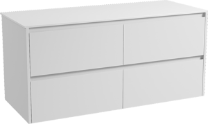 Storke Seda hängendes Möbelstück Set: 130 x 52 cm, Weiß matt, mit Tavola Einzel- oder Doppel Waschtischplatte, Solid Surface Weiß matt