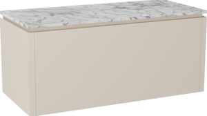 Balmani Eclips meuble salle de bains suspendu 120 x 55 cm Sandbeige avec Stretto tablette simple ou double vasque en Marbre Carrare