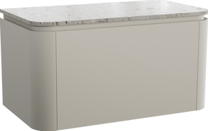 Balmani Moon meuble salle de bains suspendu 100 x 55 cm soie grise avec Moon tablette simple en terrazzo greige terrazzo