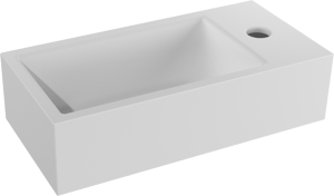 Luca Varess Cubic midi fonteintje Mat Wit Porselein 40,5x20cm rechts