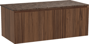 Balmani Idra zwevend badmeubel 120 x 55 cm notenhout met Stretto enkel of dubbel wastafelblad in marmer dark emperador