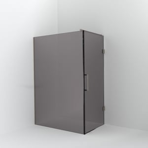 Balmani Modular inloopdouche met deur: 140 x 200 cm met deur 90 cm, Rookglas, Brushed CoolMetal profielen