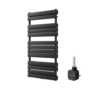 Vipera Vulcan Doppel Handtuchheizkörper 60 x 123 cm Elektrische Heizung Schwarz matt Seiten- und Mittelanschluss 1000W, inkl. Widerstand