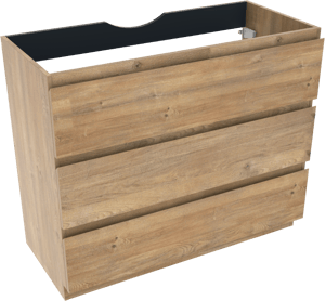 Linie Lado staande wastafelonderkast 100 x 46 cm naturel eiken 3 lades