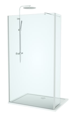 Linie Twist douche à l'italienne avec panneau latéral pivotant 120 x 200 cm verre transparent profil chrome brillant