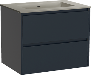 Storke Seda hängendes Möbelstück Set: 75 x 52 cm, Nachtblau, mit Diva Einzelwaschtisch, Top Solid Seidengrau