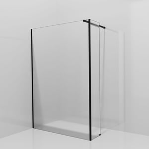 Balmani Modular inloopdouche met vaste zijwand: 140 x 200 cm, Ribs met coating, Mat zwarte profielen