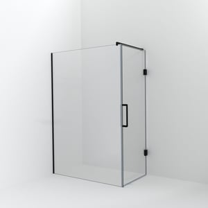 Balmani Modular douche à l'italienne avec porte: 140 x 200 cm avec porte 80 cm, Verre transparent, Profil Noir mat