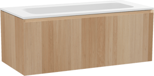 Balmani Idra zwevend badmeubel 120 x 55 cm naturel eiken met Tablo Strada enkele wastafel in composietmarmer mat wit