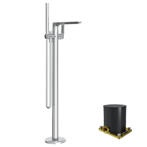 Blaufoss Expo freistehende Badewannenarmatur: Chrom glänzend, mit Brausekopf