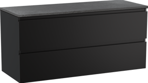 Linie Lado meuble salle de bains suspendu 120 x 46 cm noir mat avec Lado tablette simple ou double en mélaminé ardoise gris