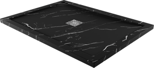 Linie Lido douchebak 120 x 90 cm composietmarmer zwarte marmerlook leisteenstructuur