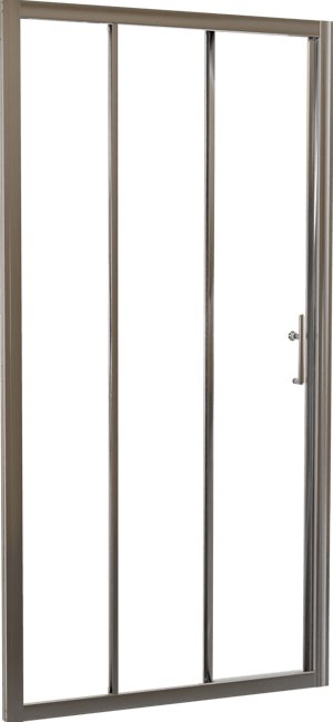 Linie Cadiz porte coulissante en trois parties 100 cm x 190 cm verre transparent profil chrome brossé