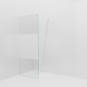 Balmani Modular inloopdouche: 90 x 200 cm, Helder glas met matte strook, Mat witte profielen