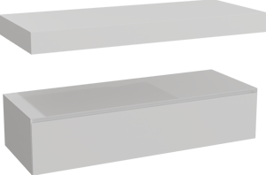 Balmani Mitra Elements hängendes Möbelstück Set: 135 x 55 cm, Weiß matt mit Dominus Einzel- oder Doppel Waschtischplatte, Solid Surface Weiß matt