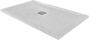 Linie Lido receveur de douche 140 x 90 cm marbre composite aspect marbre blanc texture ardoise