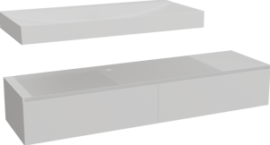 Balmani Mitra Elements zwevend badkamermeubel 180 x 55 cm mat wit met Wave enkele wastafel voor 2 kraangaten 120 cm in solid surface mat wit